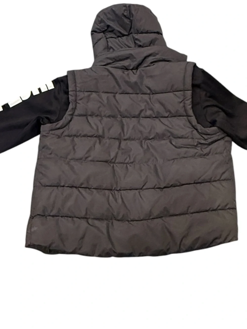 Nike Boys Puffer Vest Hoodie Just Do It Logo Sleeve Gray Size XS 4
